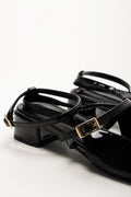 Ankle Strap Mini Block Heels Black (3)