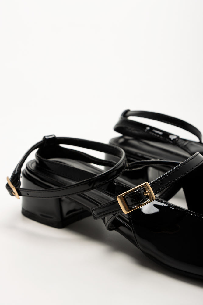 Ankle Strap Mini Block Heels Black (3)