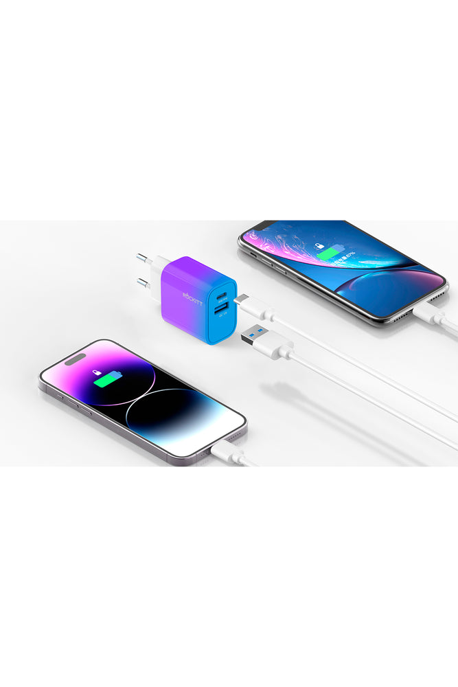 Rockitt Wall Super Fast Charger 25w USB A+C Purple