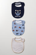 3 Pack Bibs Blue And Natural