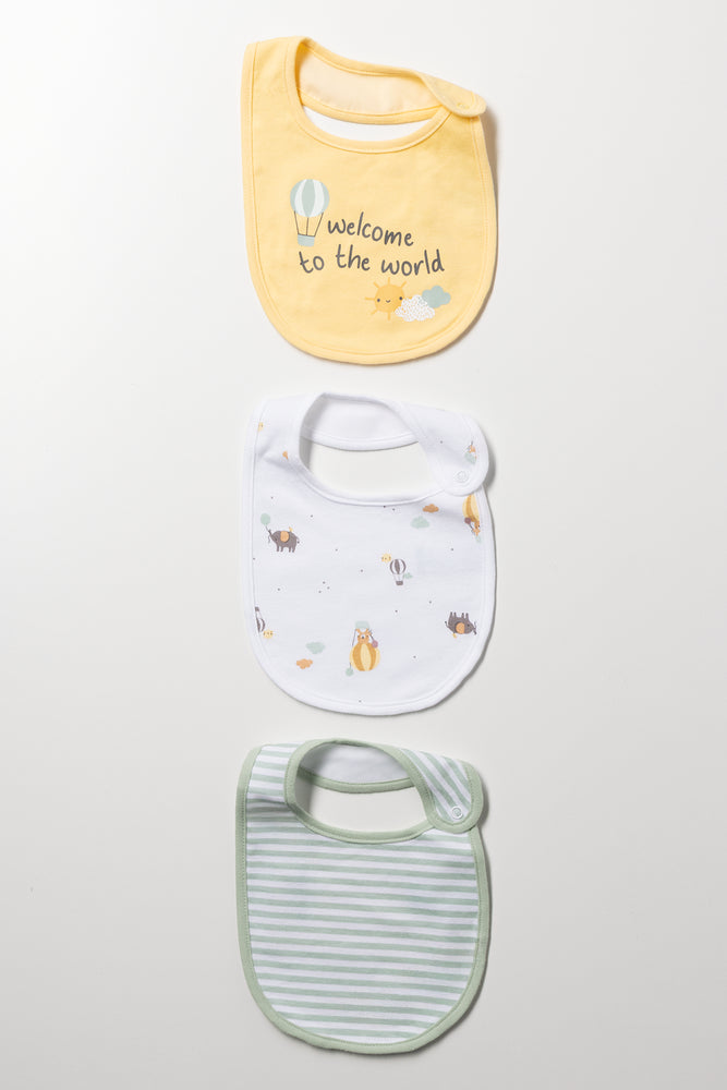3 Pack Bibs Yellow, White And Green
