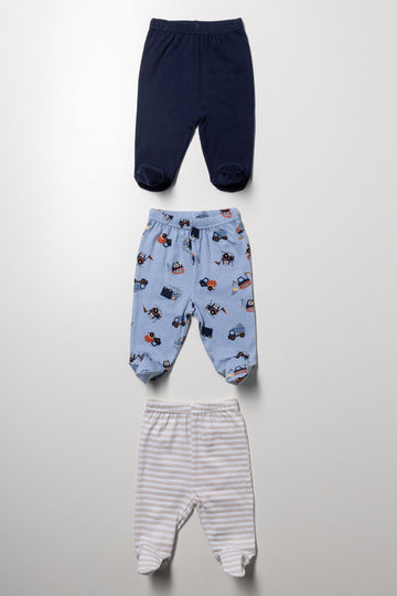 3 Pack Leggings Blue And Natural