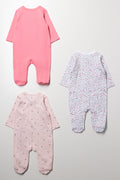 3 Pack Babygrows Pink And White (2)
