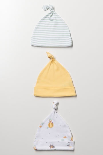 3 Pack Hats Yellow And White
