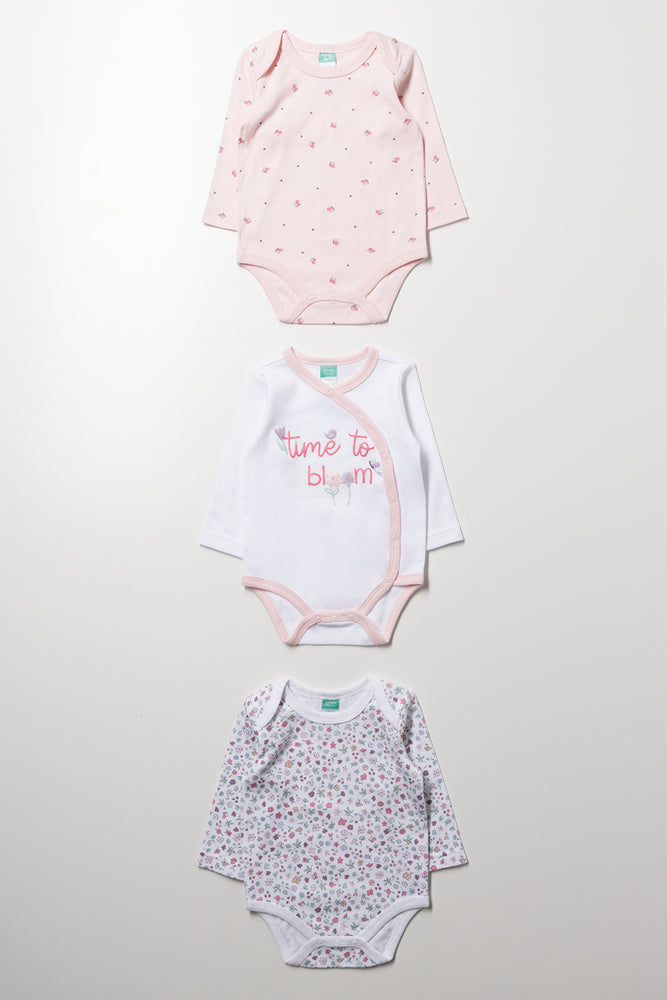 3 Pack Bodyvests Pink And White