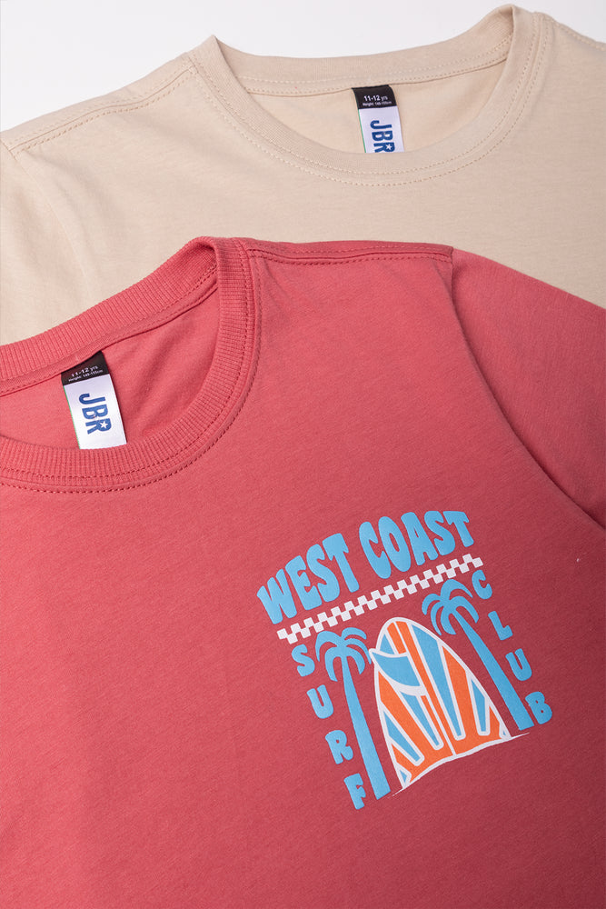 2 Pack Short Sleeve T-Shirts Natural And Rust (1)