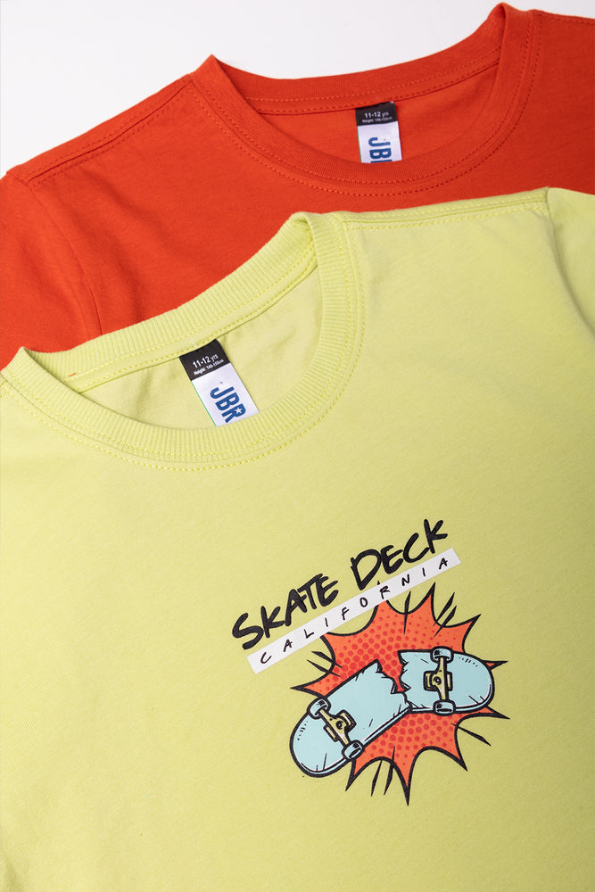 2 Pack Short Sleeve T-Shirts Orange And Light Green (1)