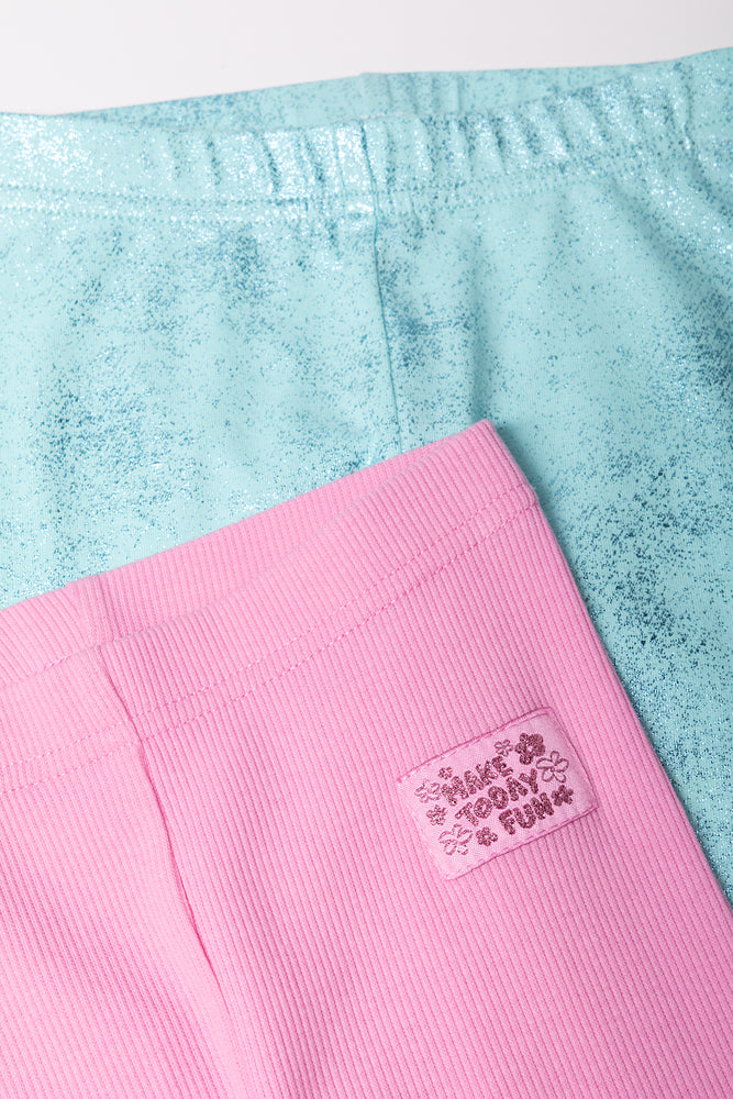 2 Pack Leggings Blue And Pink (1)