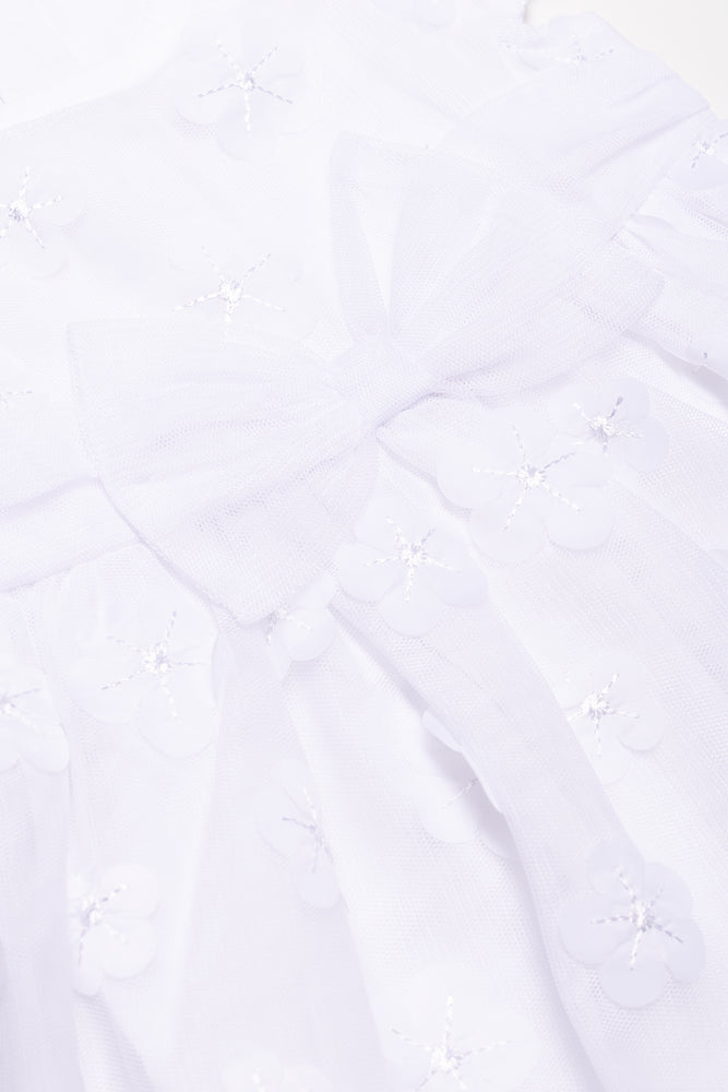 Flower Tulle Dress White