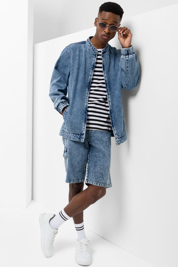 Cargo Denim Shorts Light Blue