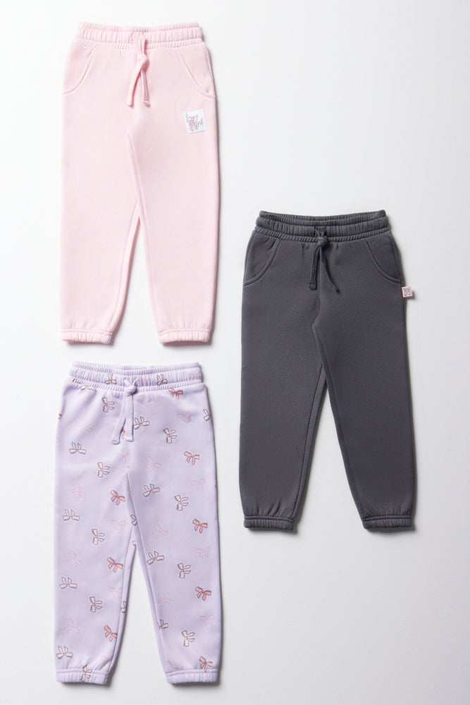 3 Pack Trackpants Grey, Lilac & Peach