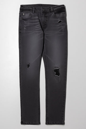 Rip And Repair Skinny Denim Jean Dark Grey