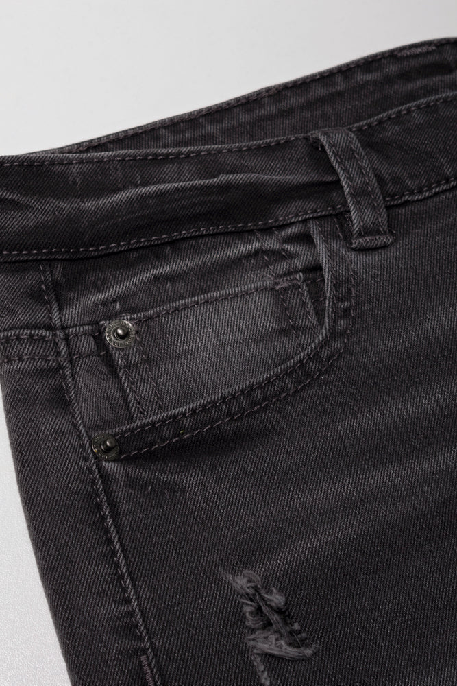 Rip And Repair Skinny Denim Jean Dark Grey