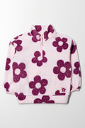 Flower Printed Quarter Zip Tracktop Purple
