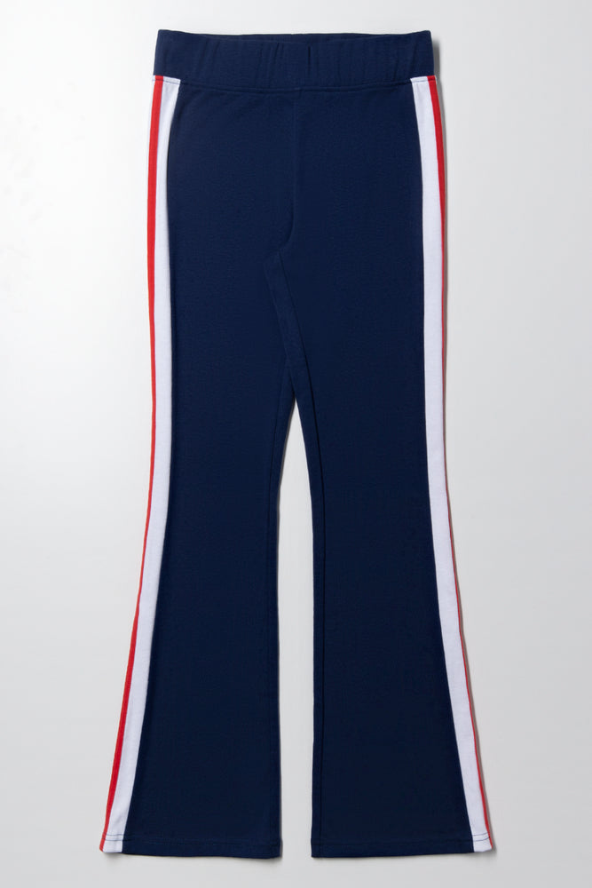 Flare Leggings with Side Tape Black