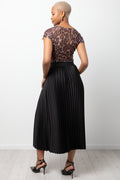 Satin Maxi Pleated Skirt Black (2)