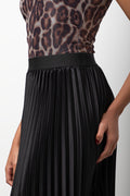 Satin Maxi Pleated Skirt Black (3)