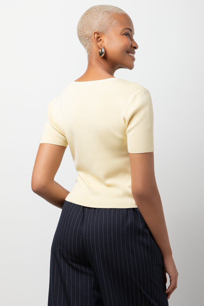 Short Sleeve Knit Top Yellow (2)