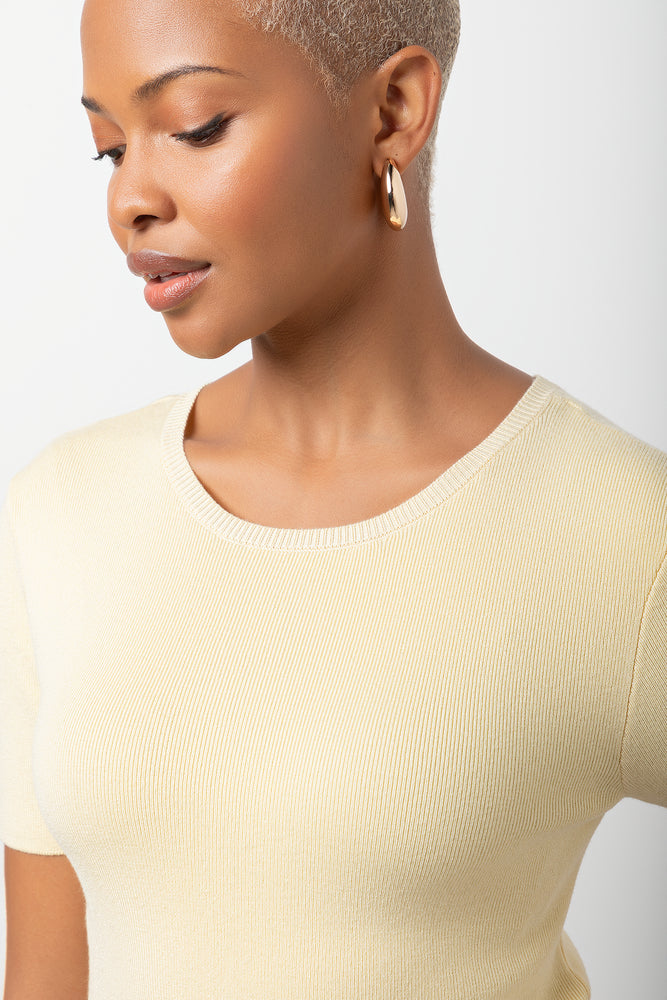 Short Sleeve Knit Top Yellow (3)