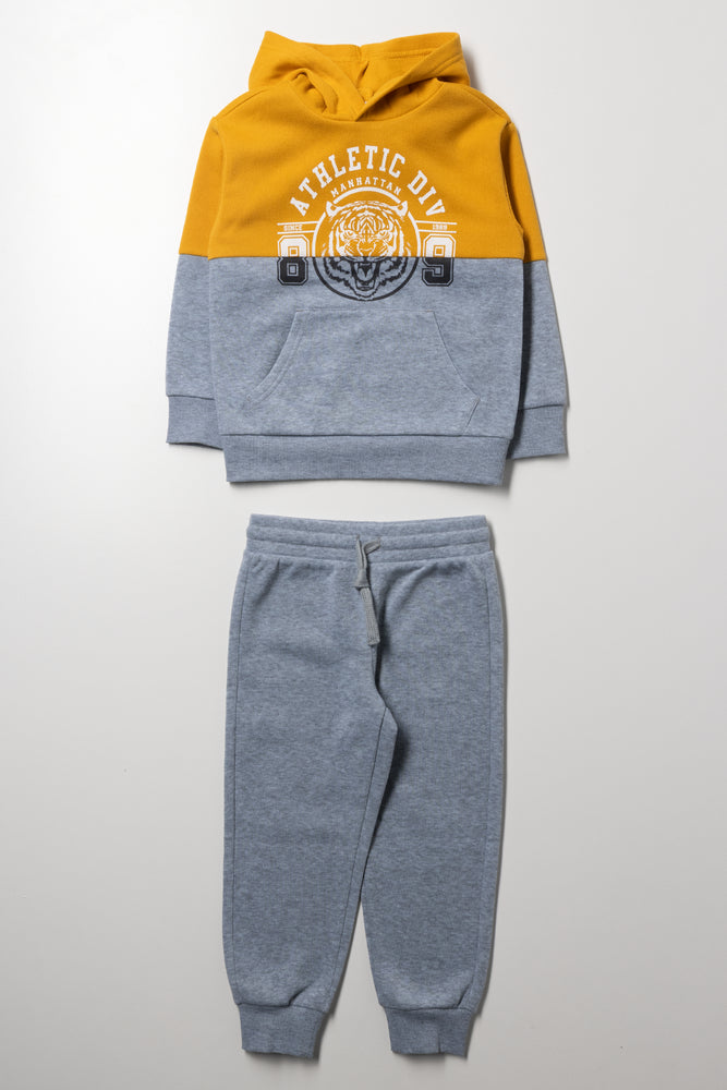 Hooded Tracksuit Grey And Yellow
