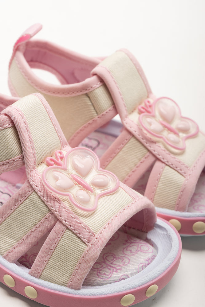 Butterfly Sandals Cream And Pink (2)