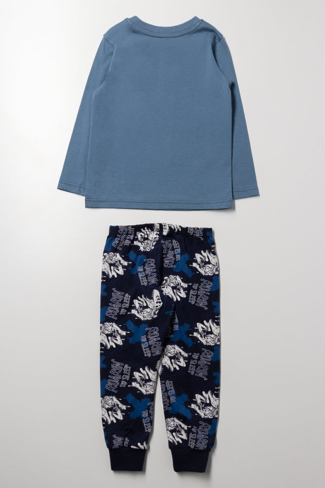 Dinosaur Long Sleeve Pyjamas Blue (2)