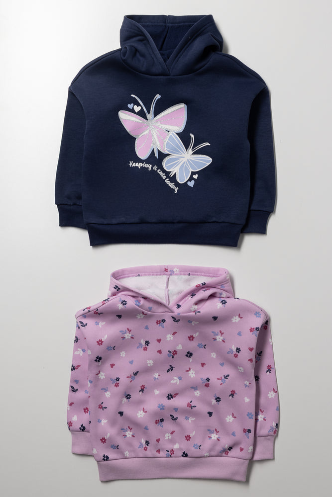 2 Pack Butterfly Hoodies Navy And Pink