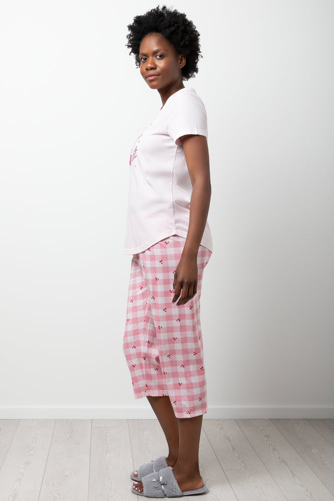 Cherry Check Capri Pyjamas Pink