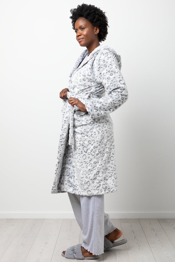 Leopard Hooded Gown Grey (1)