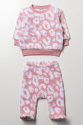 Leopard Sherpa Set Pink