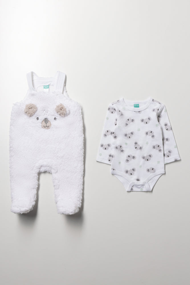 Sherpa Dungaree Set White