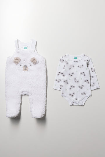 Sherpa Dungaree Set White