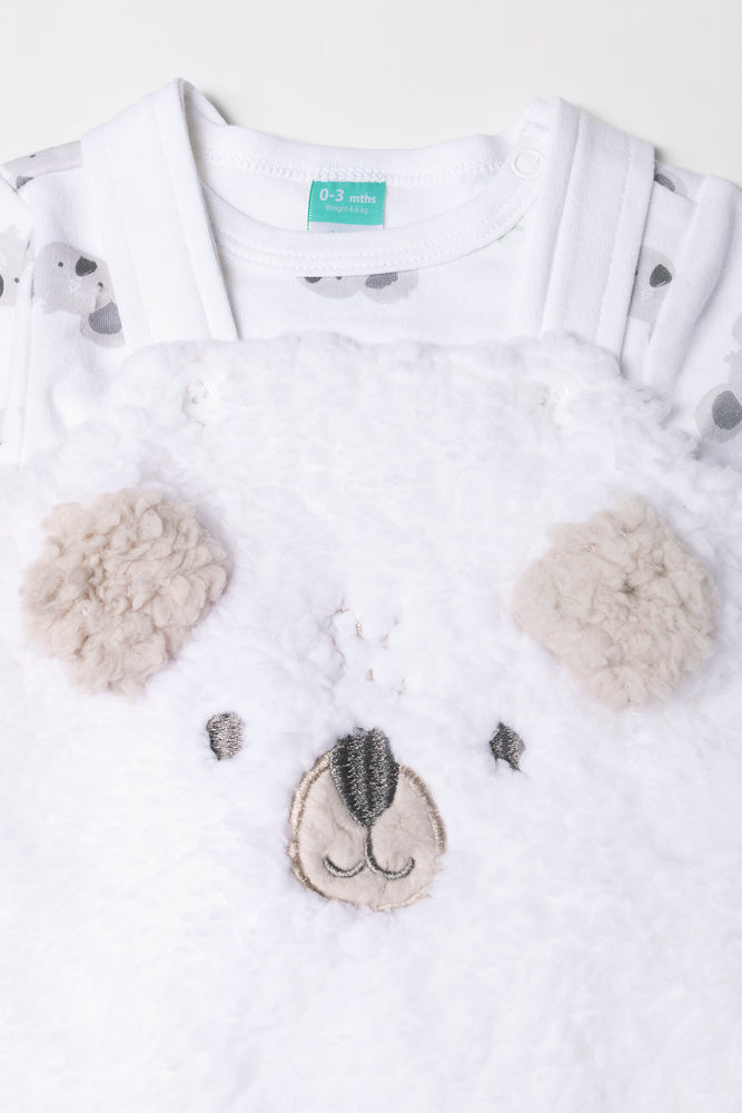 Sherpa Dungaree Set White (1)