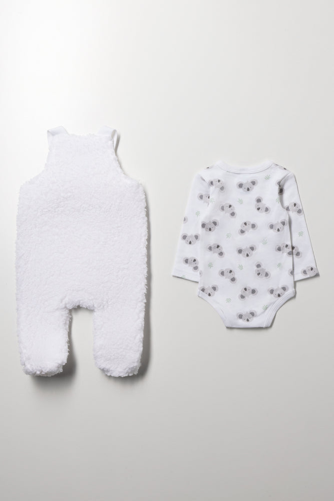 Sherpa Dungaree Set White (2)