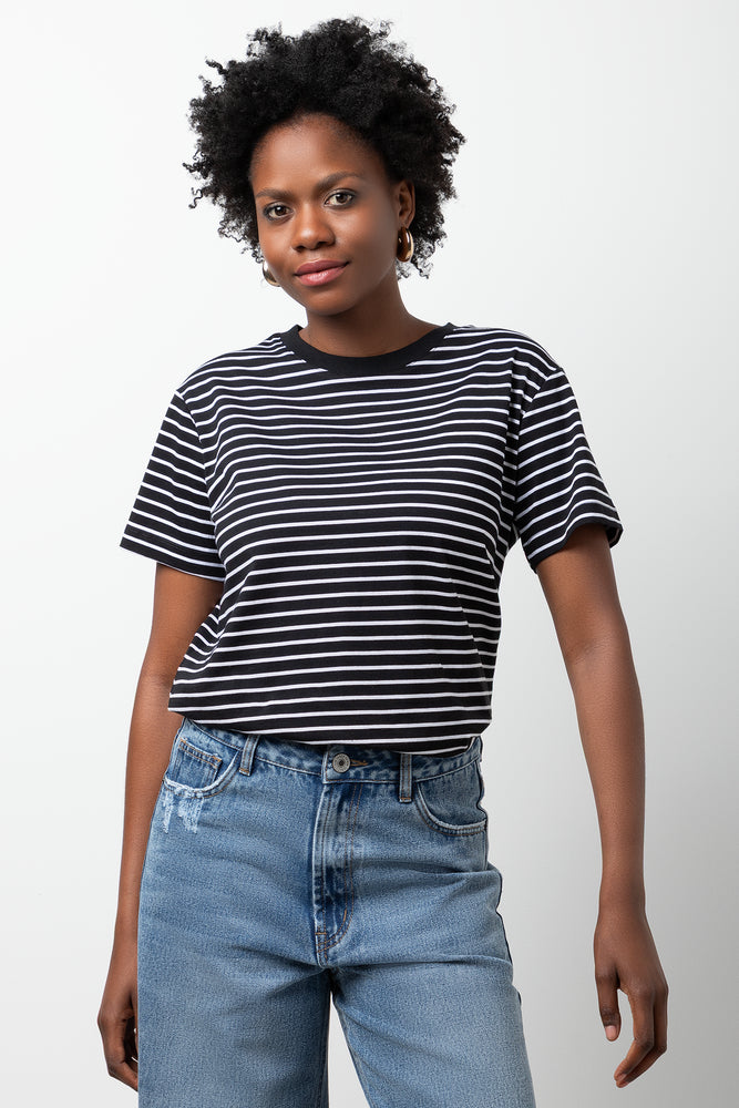 Stripe Short Sleeve T-Shirt Black And White