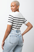 Crew Neck Knit Top Black And White (2)