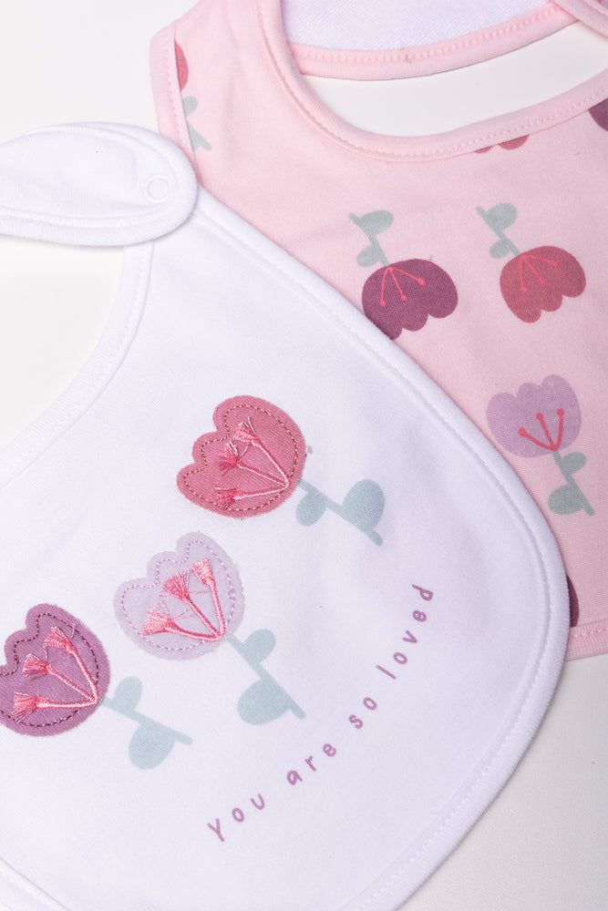 2 Pack Bibs Pink And White (1)