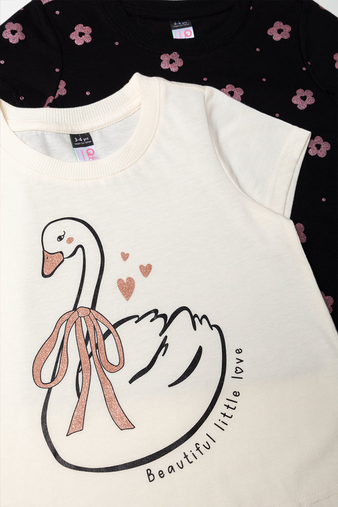 Graphic Swan Print T-Shirt Pack (1)