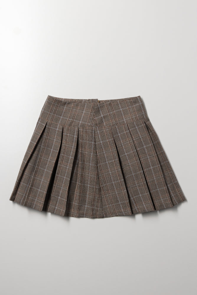 Check Pleated Skirt