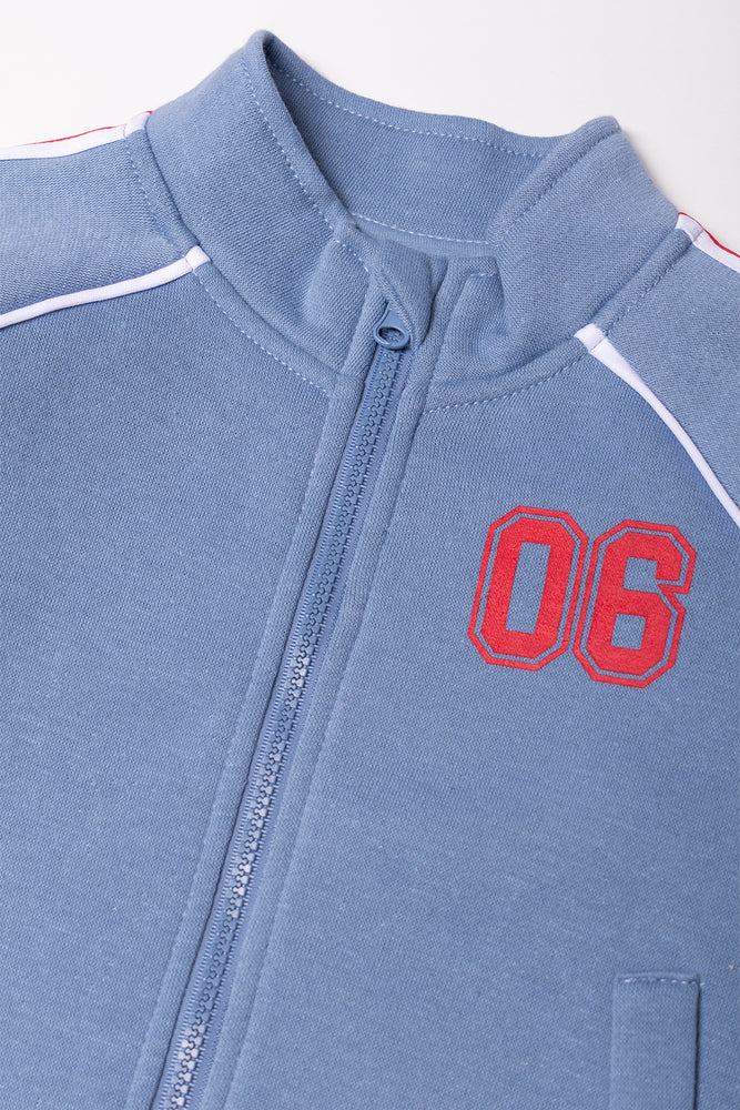 Zip Through Sporty Tracksuit Blue (1)