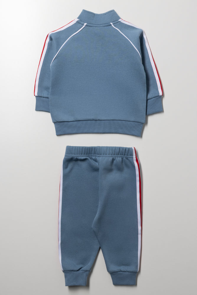 Zip Through Sporty Tracksuit Blue (3)