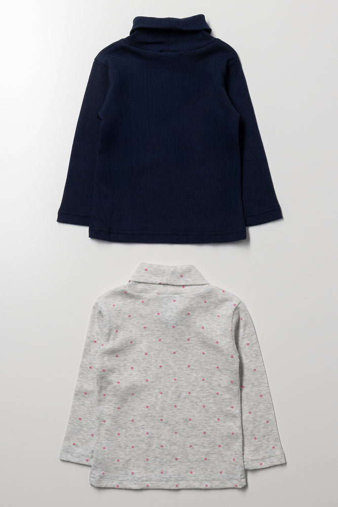 2 Pack Rib Polonecks Navy And Grey (2)