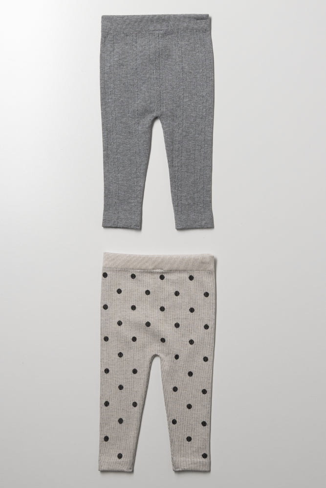 2 Pack Cable Knit Leggings Natural And Grey (2)