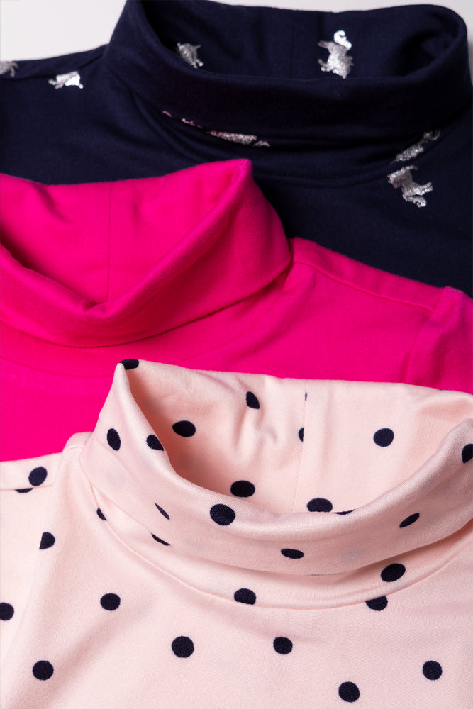 3 Pack Unicorn Polonecks Navy And Pink