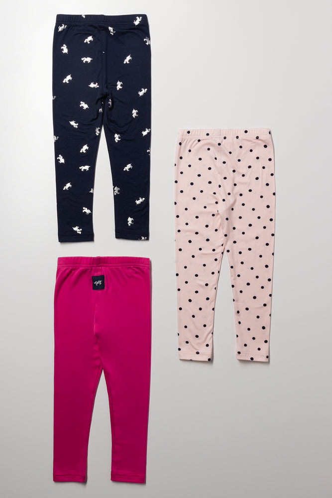 3 Pack Leggings Navy And Pink (2)