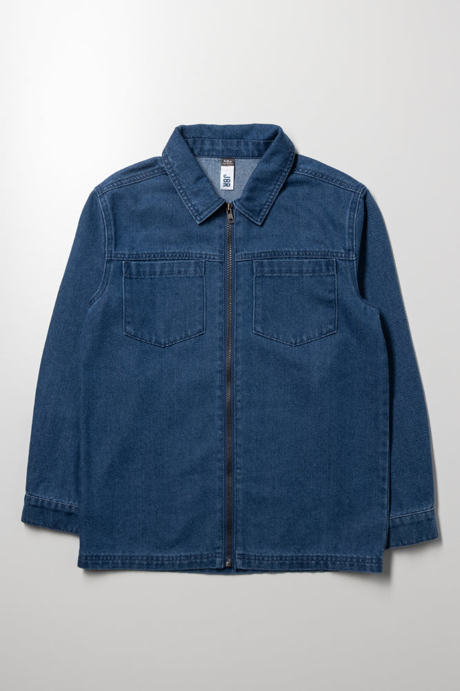 Long Sleeve Denim Shirt Blue