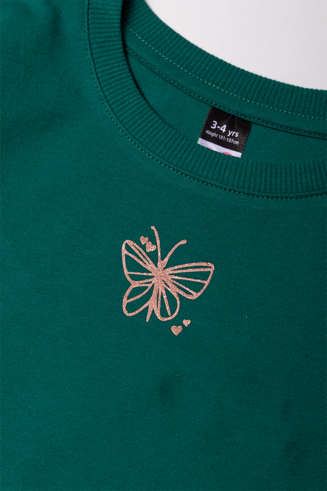 Butterfly Long Sleeve T-Shirt Dark Green