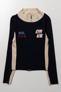 Zip Through Knit Jersey Navy