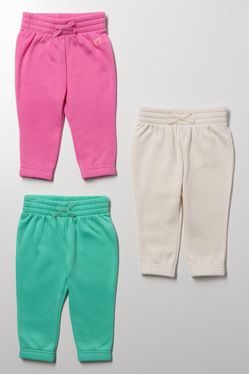 3 Pack Trackpants Green, Pink And White