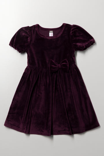 Puff Sleeve Dress Plum